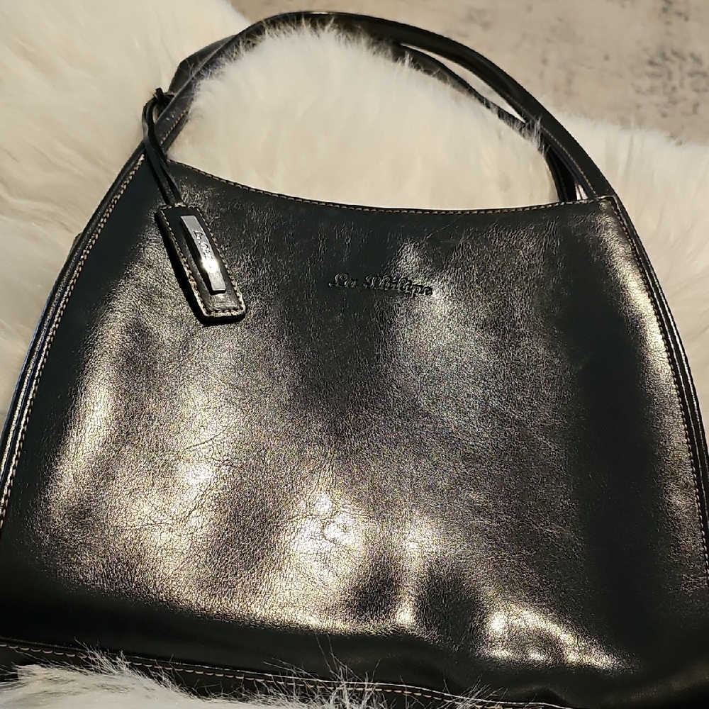 Black Leather Vintage‎ Y2K Shoulder Bag. BY La Philipe